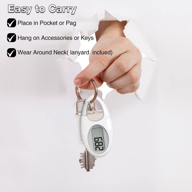 synwoo Simple 3D Step Counter, Walking Pedometer, Steps Tracker with Neck Lanyard/Carabiner for Men Women Teens Adults Seniors - Image 5
